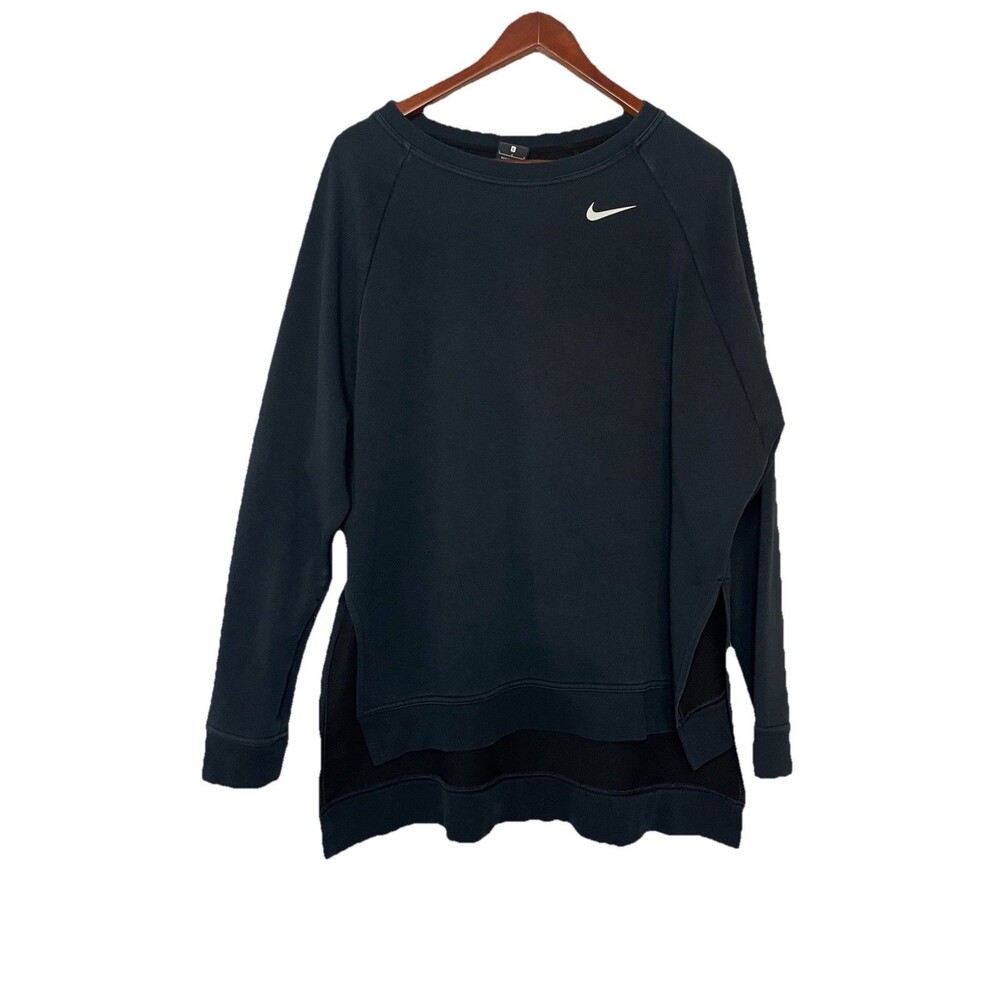 Nike Dri fit Women's Large Black High Low Sweatshirt Swoosh